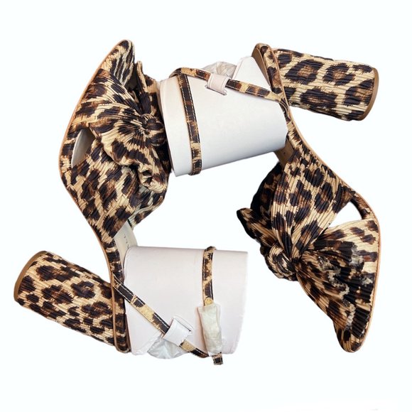 NEW Loeffler Randall Size 8 Women's Camellia Knotted Leopard Sandal - Chocolate - Picture 7 of 9